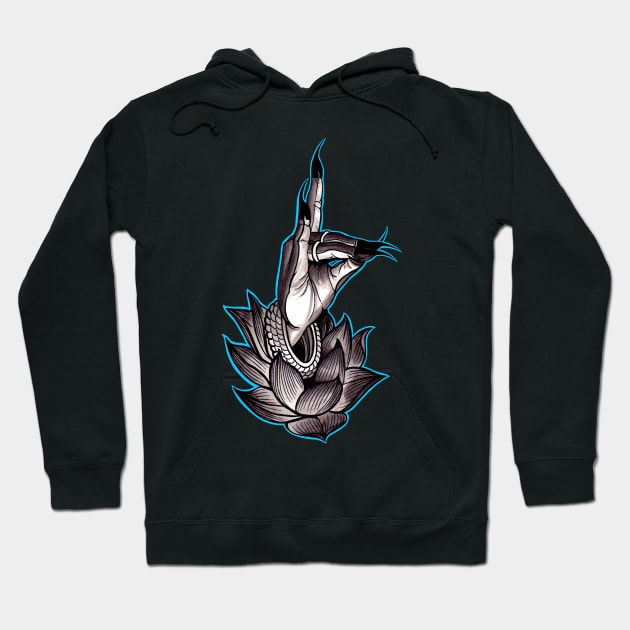 Lotus hand Teal Hoodie by Brandon Holcombe 